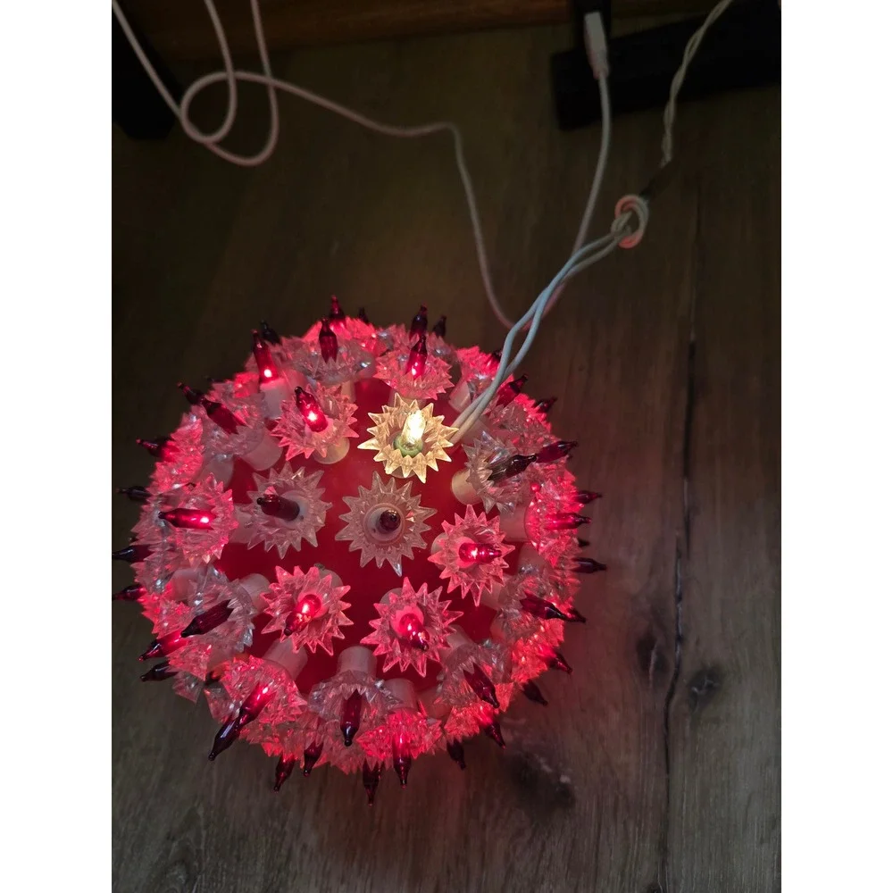 Vintage Style Red Lighted Starlight Sphere Christmas Holiday Decor Star Ball